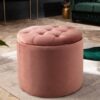 Designový sametový taburet růžový – Berger VI