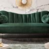 Moderní sametová pohovka zelená- Erami III