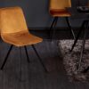 Elegantní sametová jídelní židle žlutá – Amsterdam