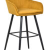 Moderní sametová barová židle žlutá – Svan